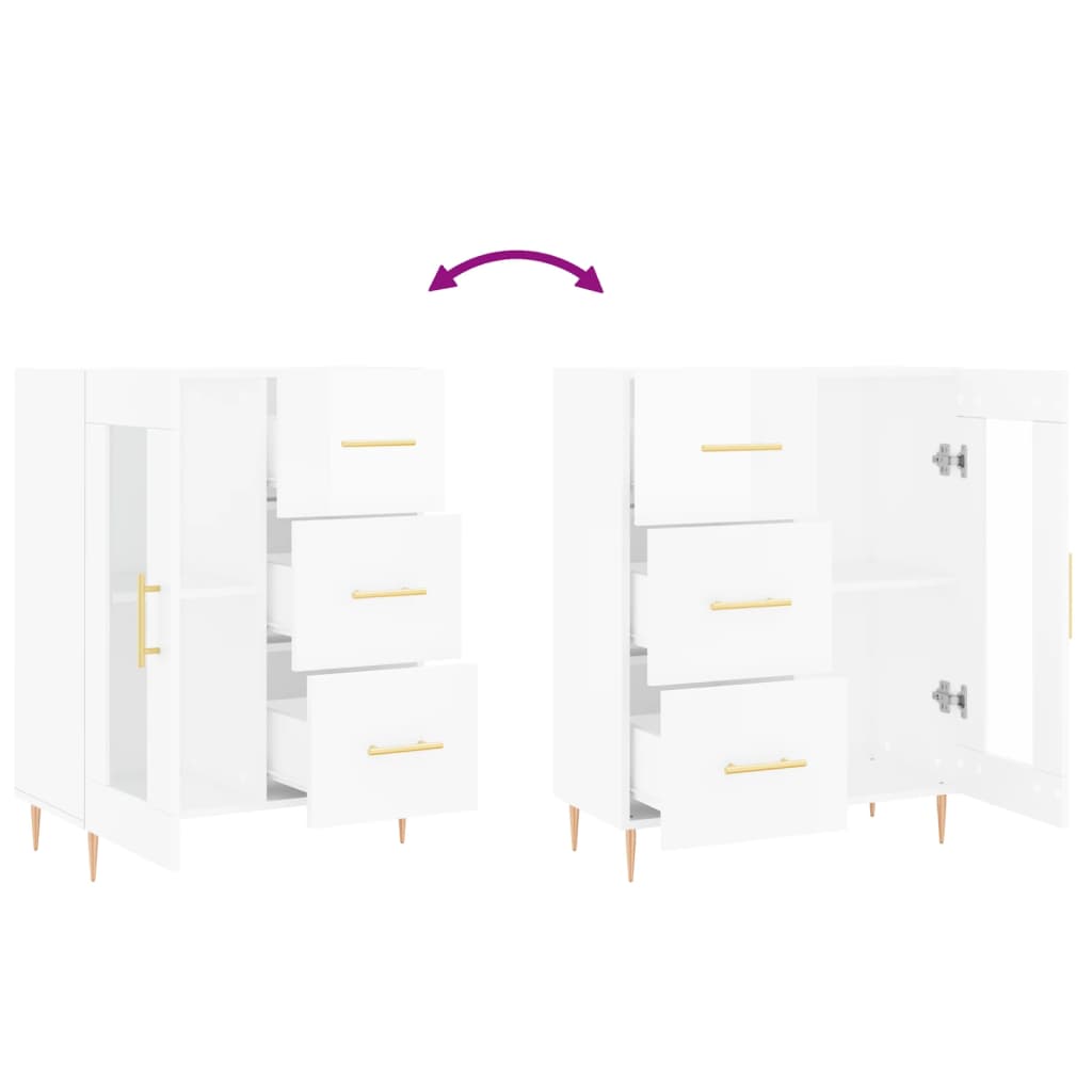 Buffet Blanc brillant 69,5x34x90 cm Bois d'ingénierie - XIOS