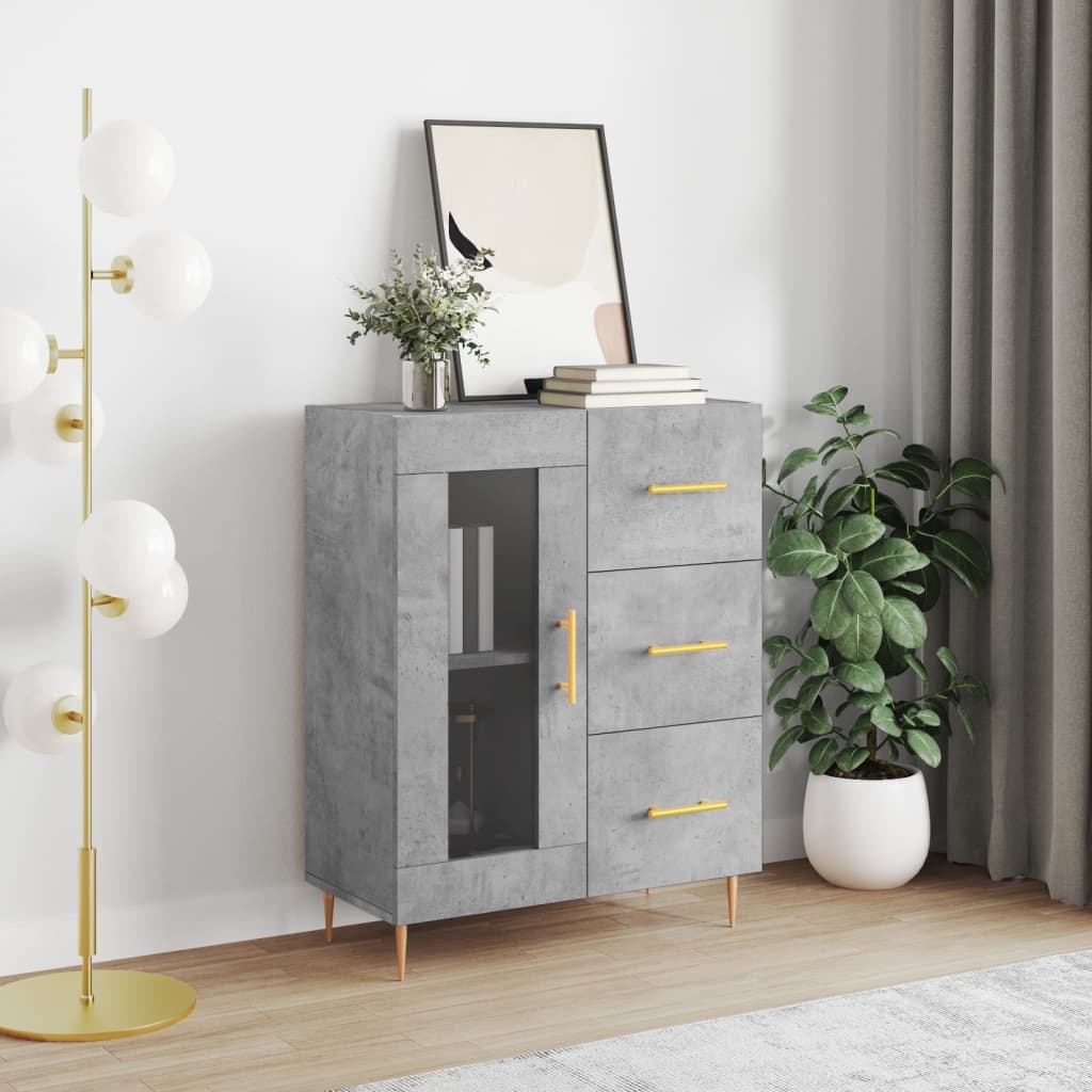 Buffet gris béton 69,5x34x90 cm bois d'ingénierie - XIOS
