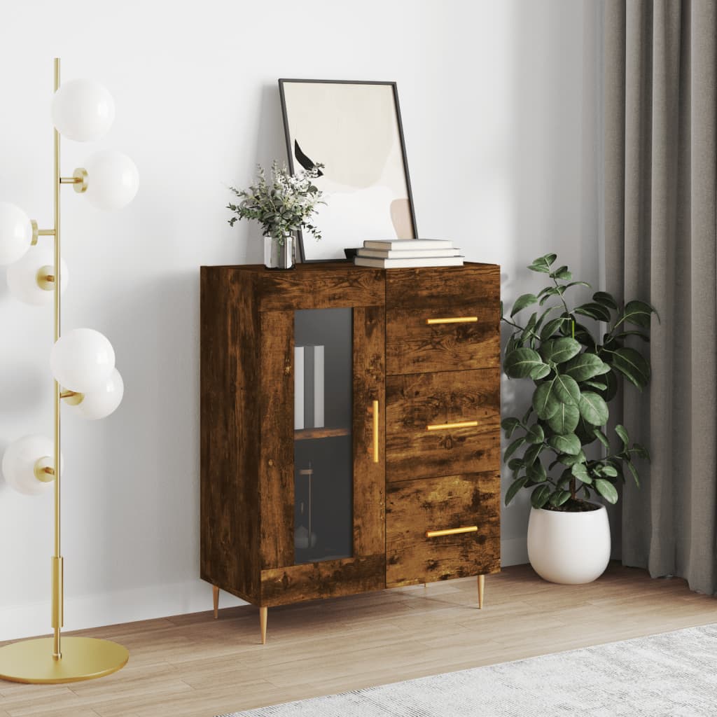 Buffet chêne fumé 69,5x34x90 cm bois d'ingénierie - XIOS