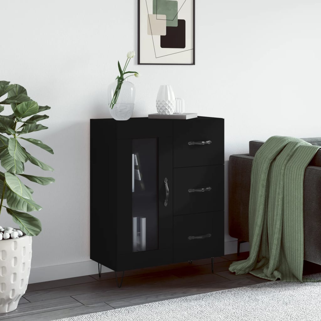 Buffet noir 69,5x34x90 cm bois d'ingénierie - XIOS
