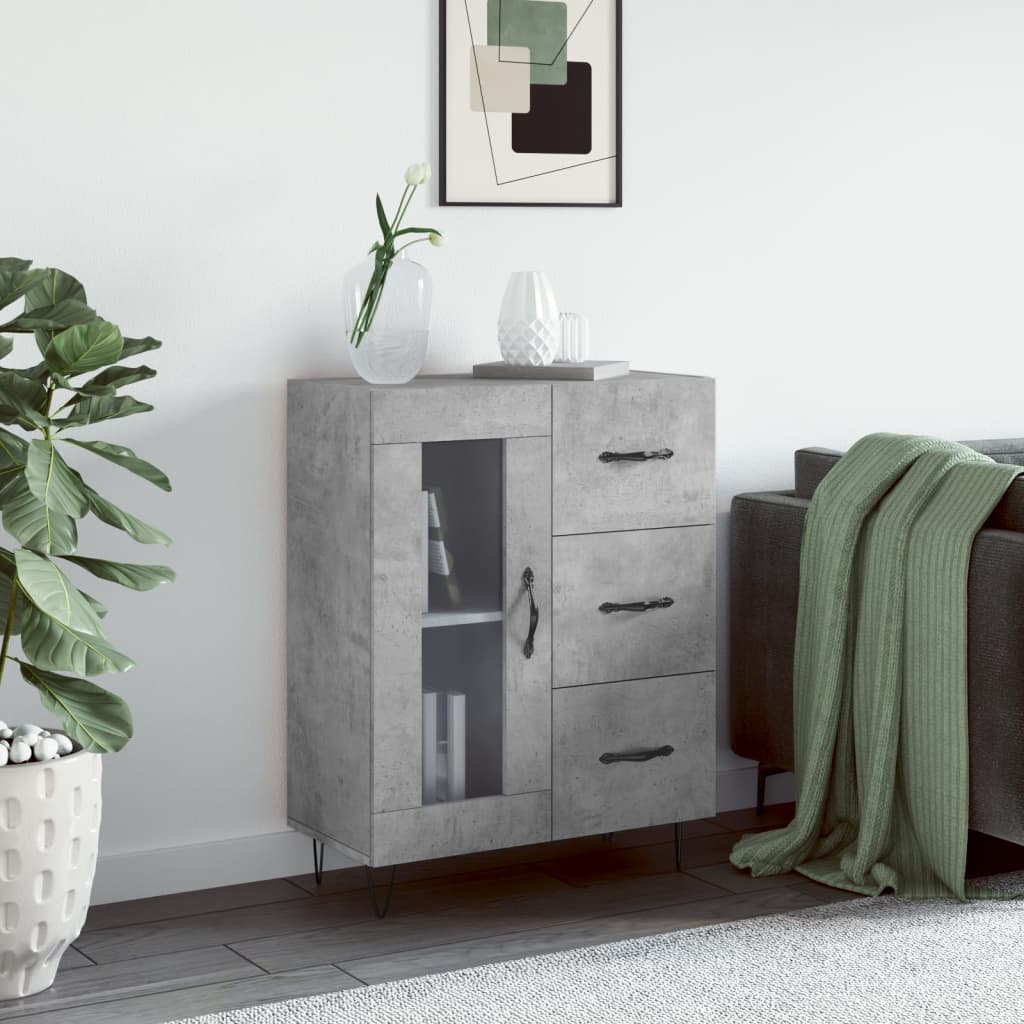 Buffet gris béton 69,5x34x90 cm bois d'ingénierie - XIOS