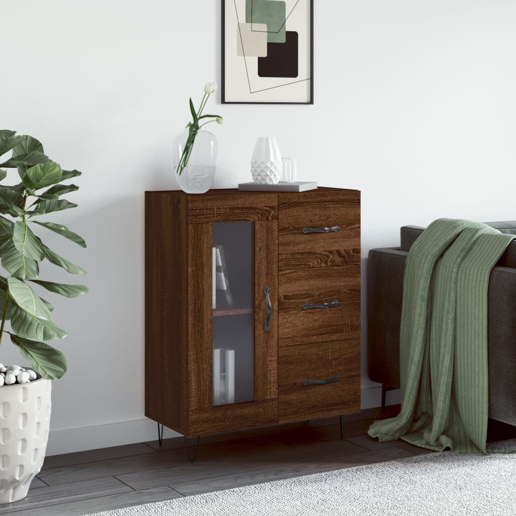 Buffet chêne marron 69,5x34x90 cm bois d'ingénierie - XIOS