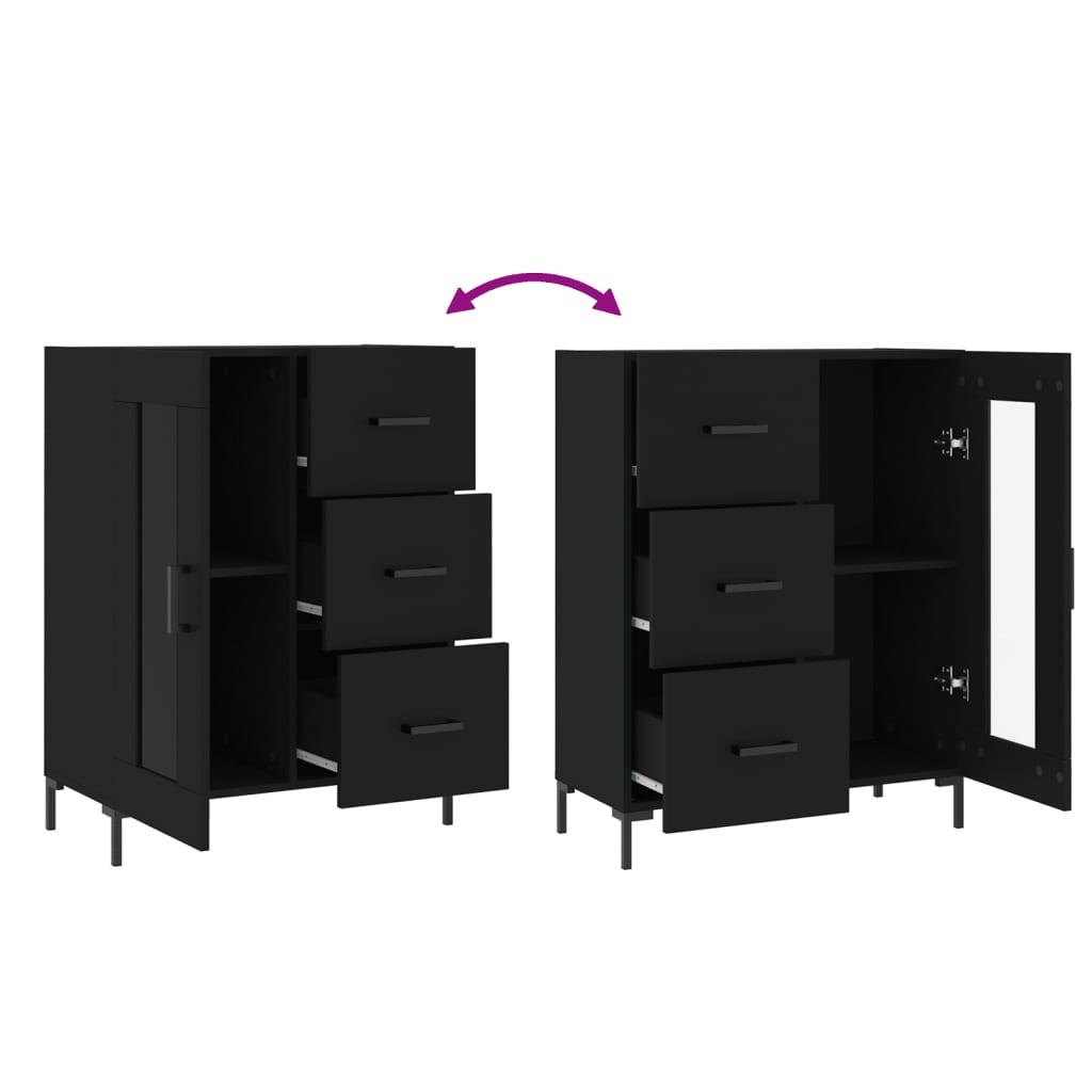 Buffet noir 69,5x34x90 cm bois d'ingénierie - XIOS