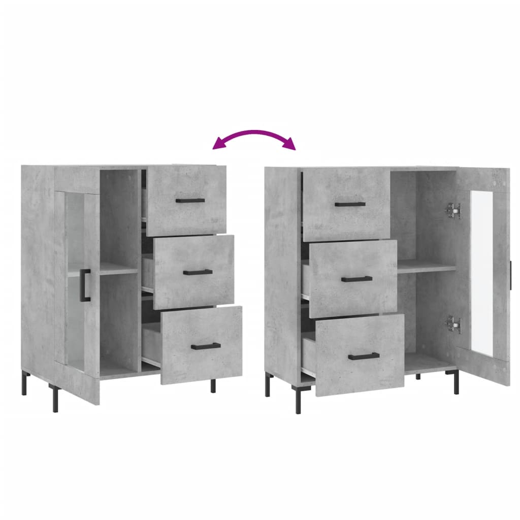 Buffet gris béton 69,5x34x90 cm bois d'ingénierie - XIOS