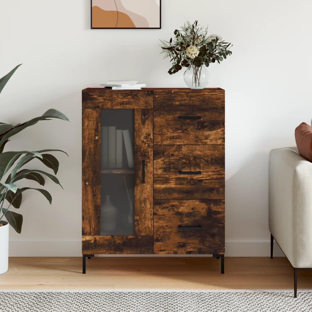 Buffet chêne fumé 69,5x34x90 cm bois d'ingénierie - XIOS