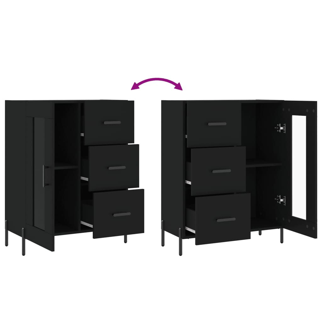 Buffet noir 69,5x34x90 cm bois d'ingénierie - XIOS