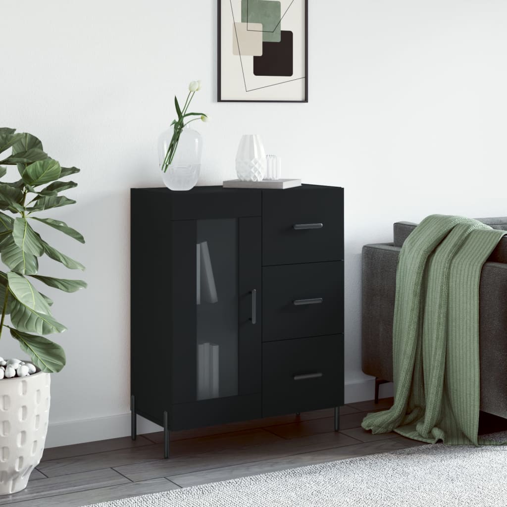Buffet noir 69,5x34x90 cm bois d'ingénierie - XIOS