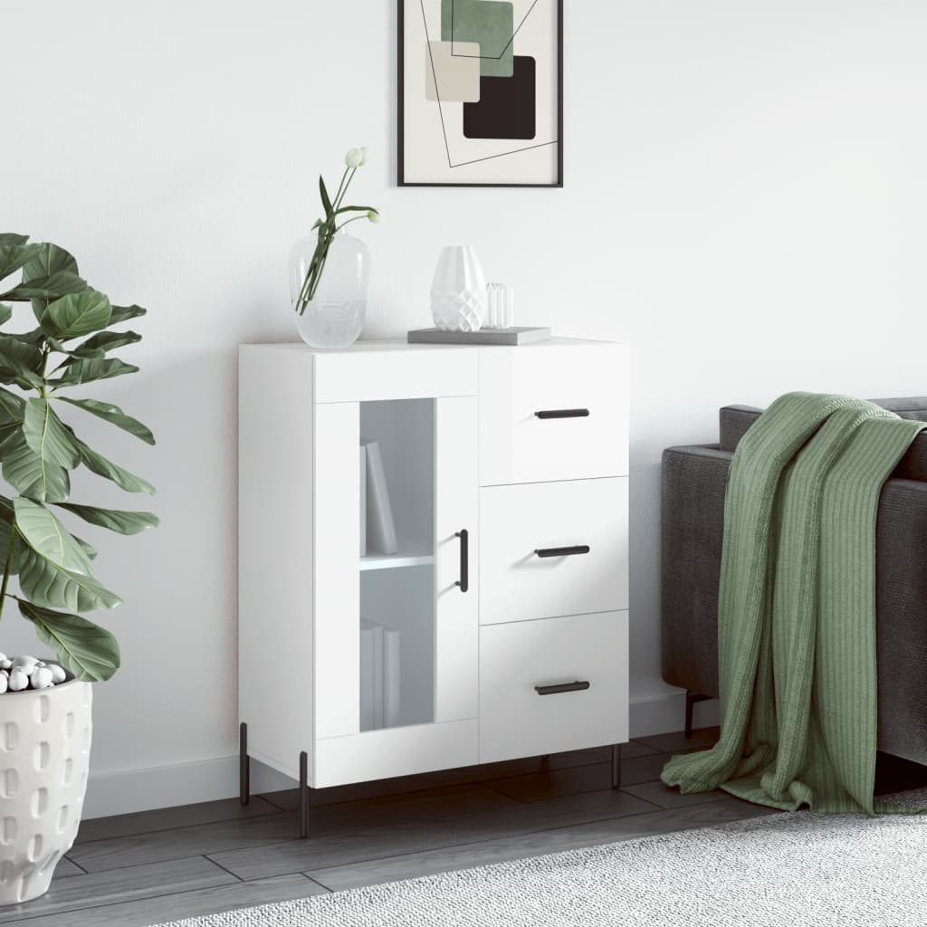 Buffet Blanc brillant 69,5x34x90 cm Bois d'ingénierie - XIOS