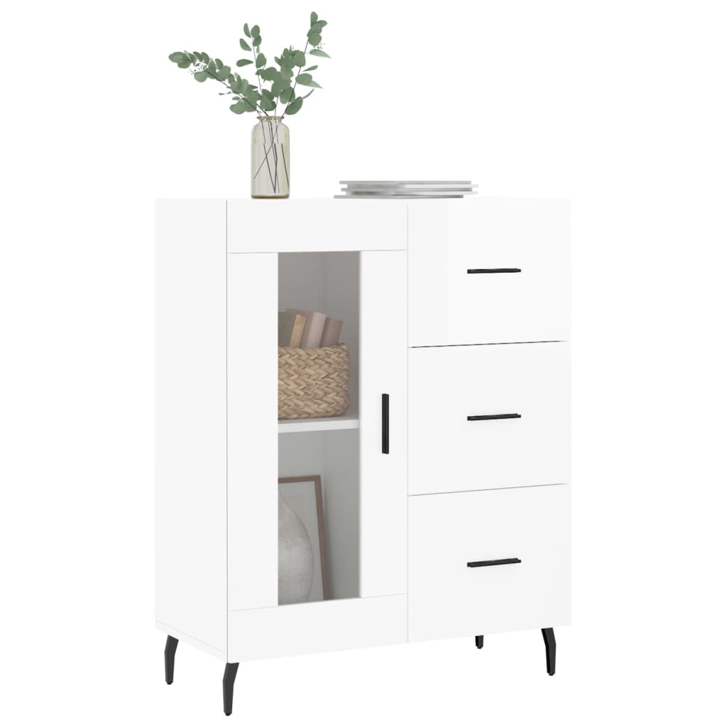 Buffet Blanc brillant 69,5x34x90 cm Bois d'ingénierie - XIOS