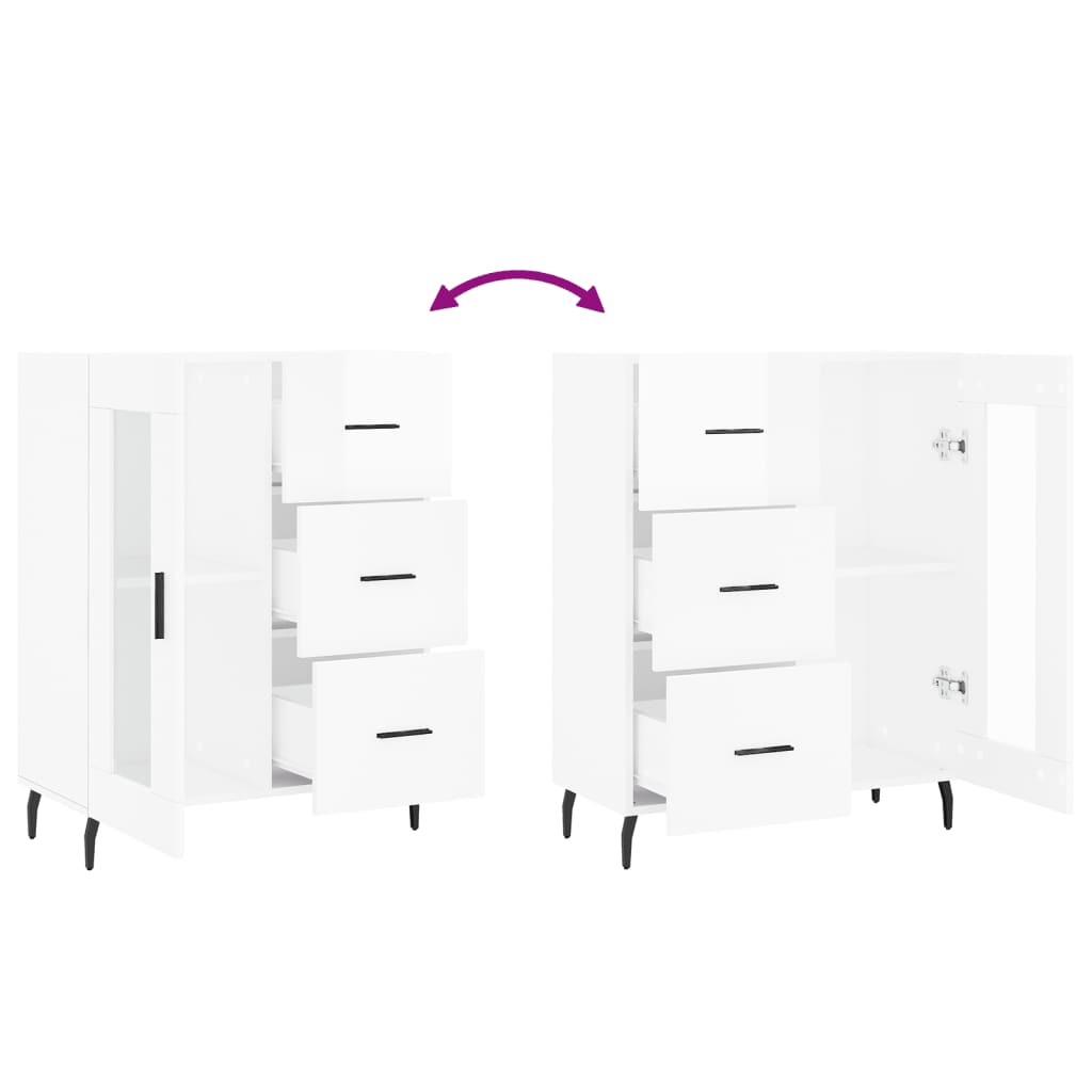 Buffet Blanc brillant 69,5x34x90 cm Bois d'ingénierie - XIOS