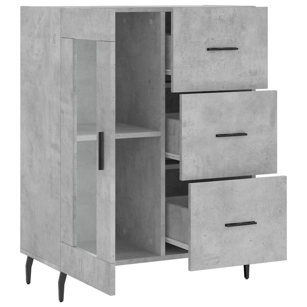 Buffet gris béton 69,5x34x90 cm bois d'ingénierie