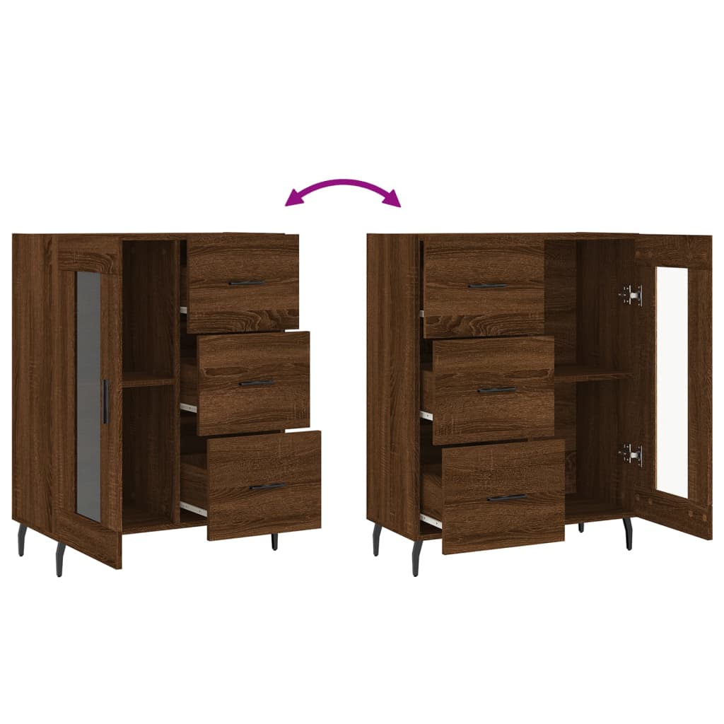 Buffet chêne marron 69,5x34x90 cm bois d'ingénierie - XIOS