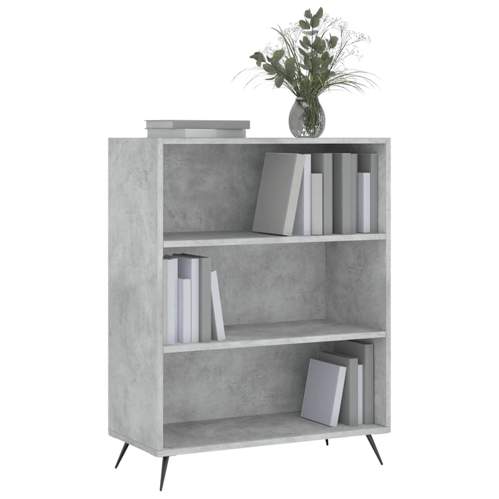 Bibliothèque gris béton 69,5x32,5x90 cm bois d'ingénierie - XIOS
