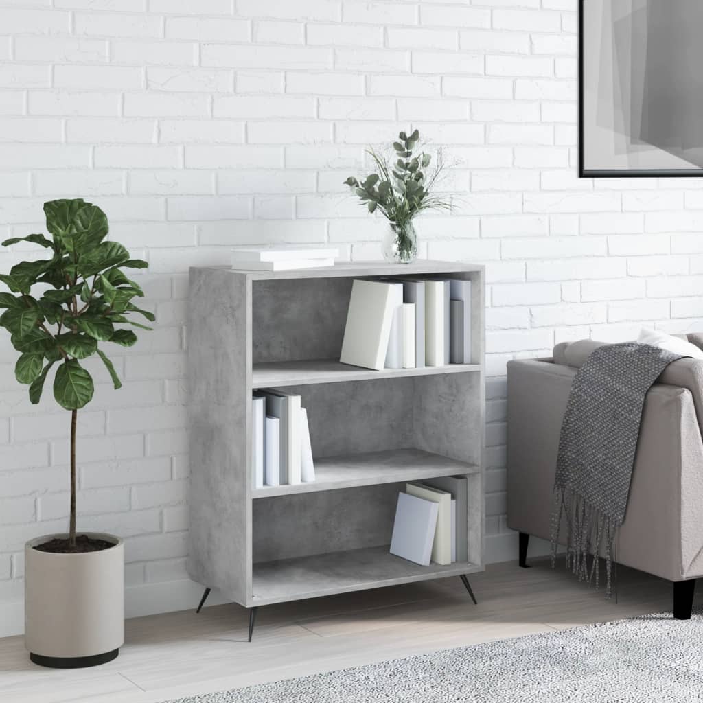 Bibliothèque gris béton 69,5x32,5x90 cm bois d'ingénierie - XIOS