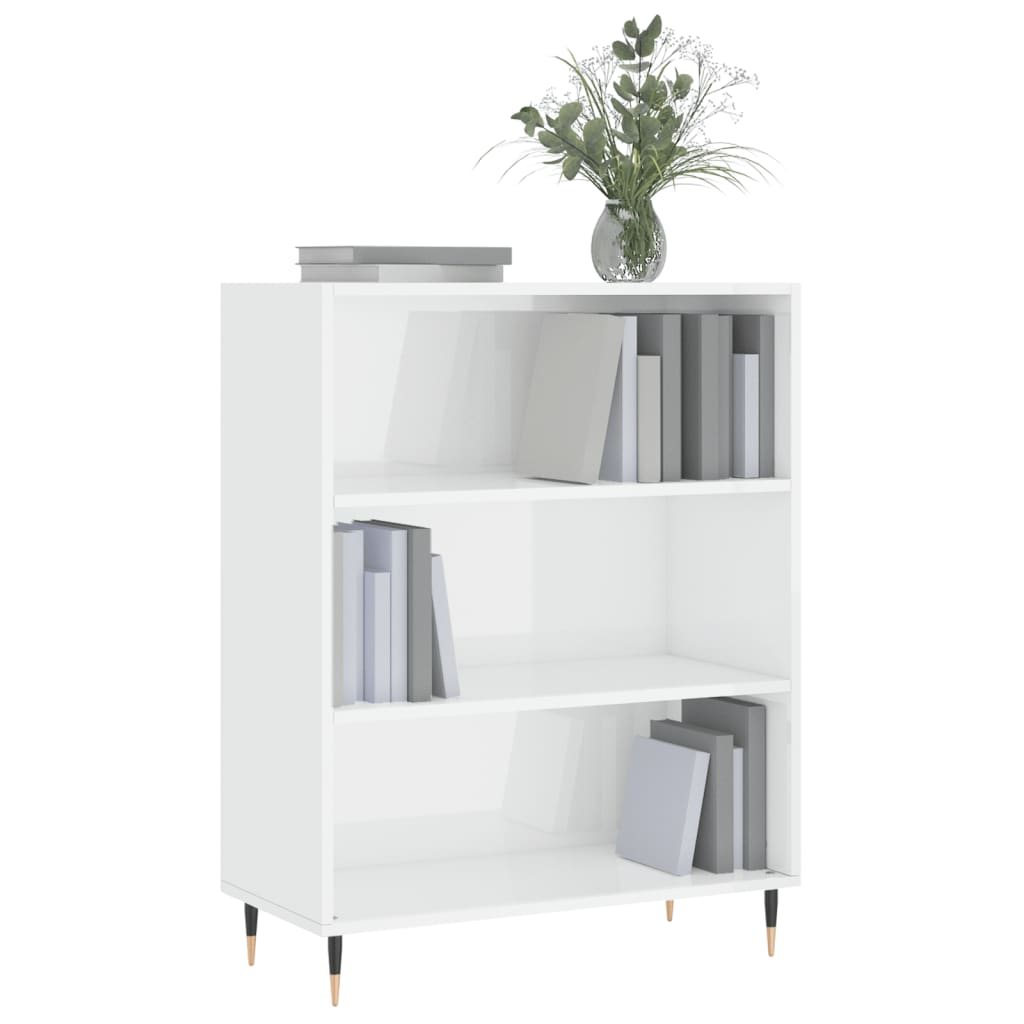 Bibliothèque blanc brillant 69,5x32,5x90 cm bois d'ingénierie - XIOS