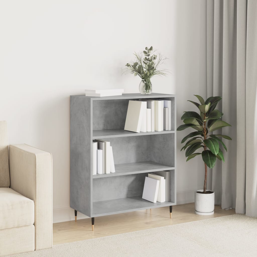 Bibliothèque gris béton 69,5x32,5x90 cm bois d'ingénierie - XIOS