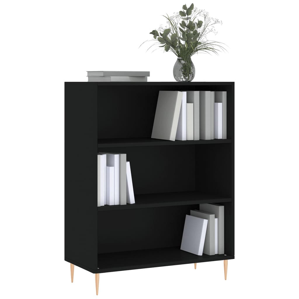 Bibliothèque noir 69,5x32,5x90 cm bois d'ingénierie - XIOS