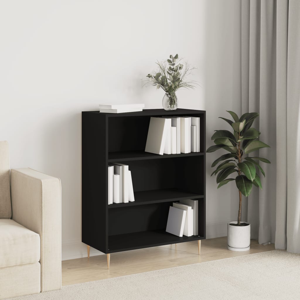 Bibliothèque noir 69,5x32,5x90 cm bois d'ingénierie - XIOS