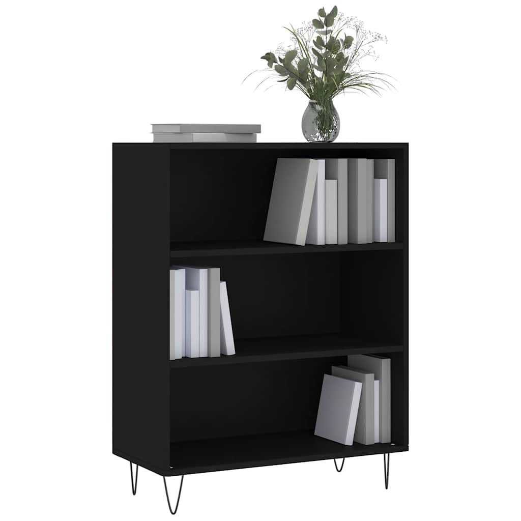 Bibliothèque noir 69,5x32,5x90 cm bois d'ingénierie - XIOS