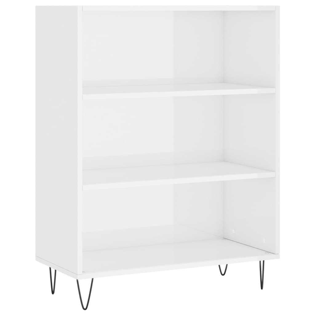 Bibliothèque blanc brillant 69,5x32,5x90 cm bois d'ingénierie - XIOS