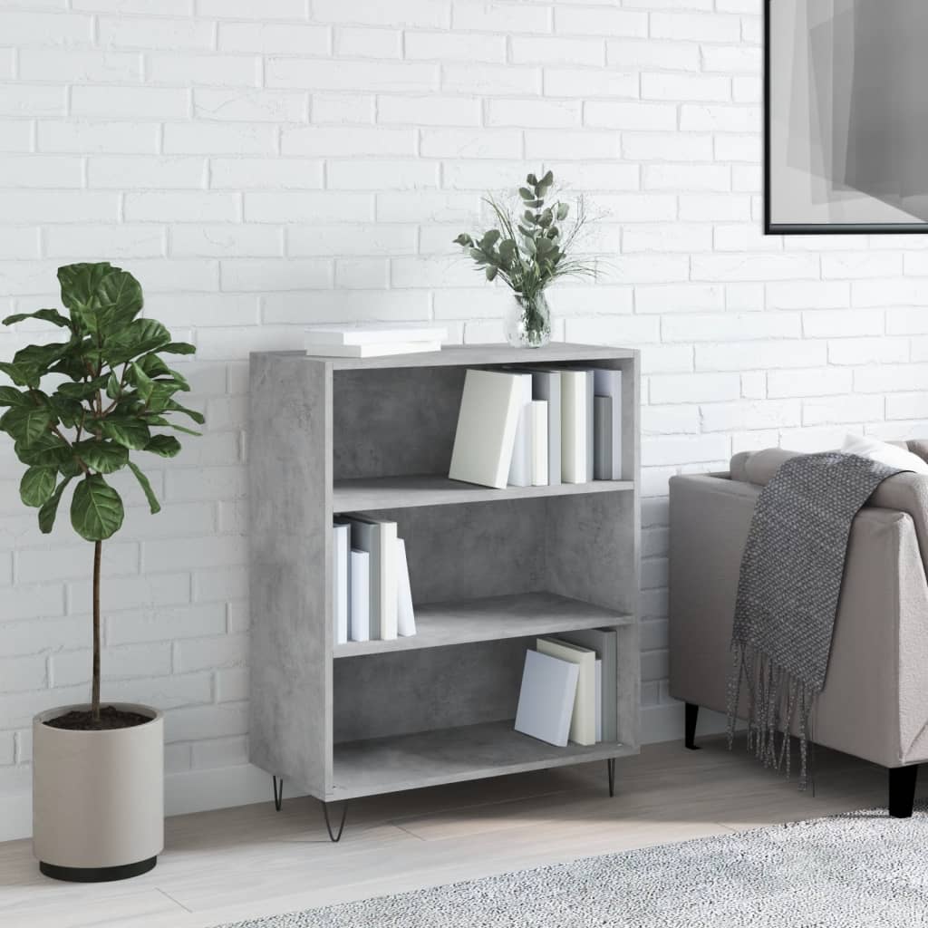 Bibliothèque gris béton 69,5x32,5x90 cm bois d'ingénierie - XIOS