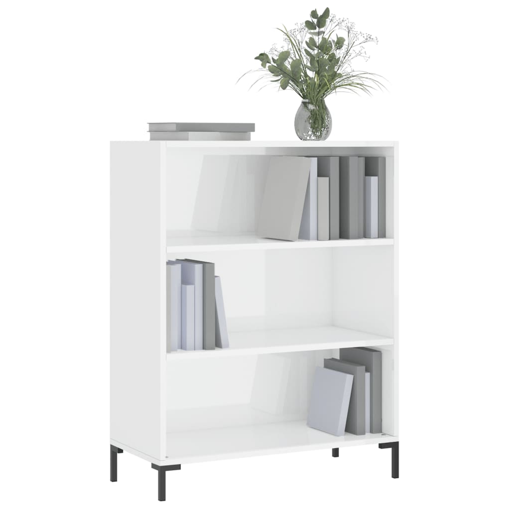 Bibliothèque blanc brillant 69,5x32,5x90 cm bois d'ingénierie - XIOS