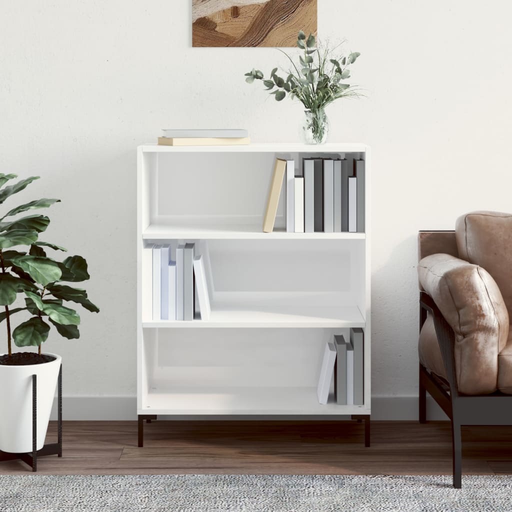 Bibliothèque blanc brillant 69,5x32,5x90 cm bois d'ingénierie - XIOS