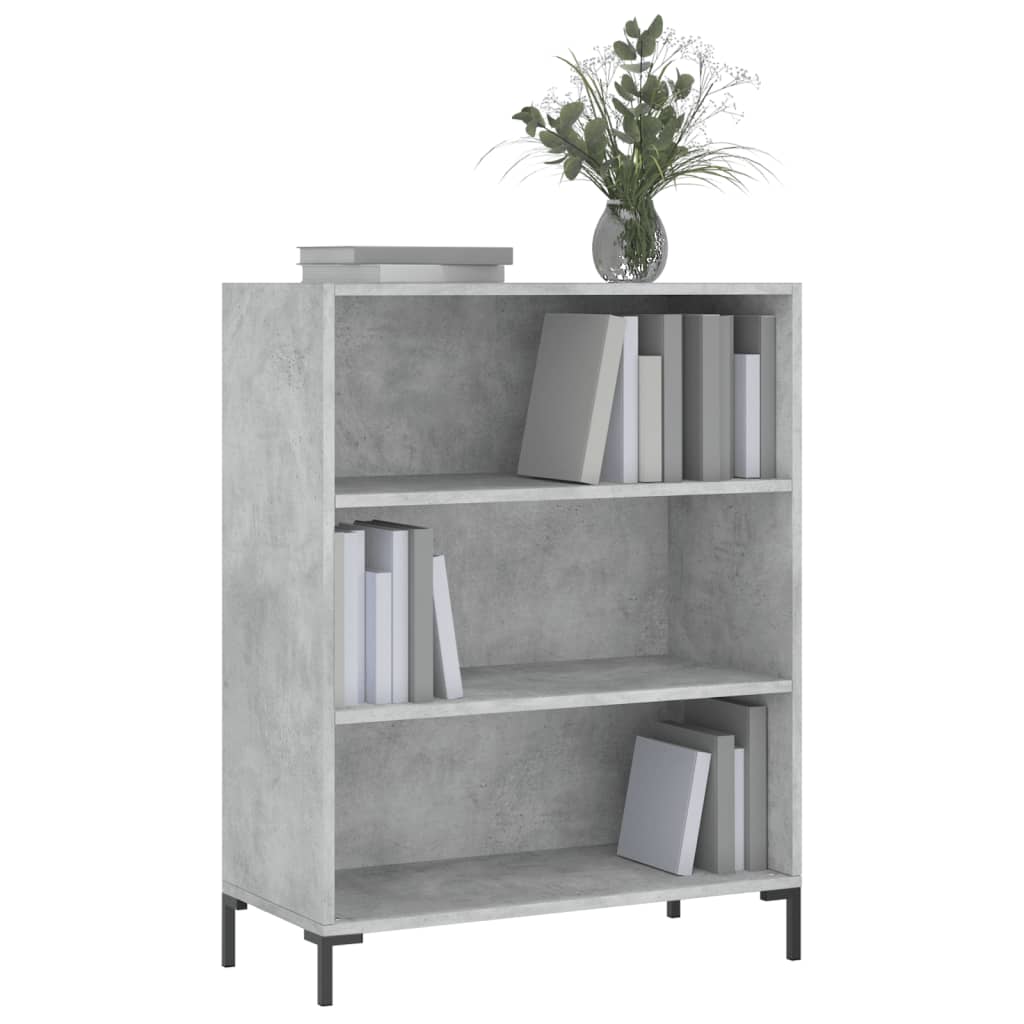 Bibliothèque gris béton 69,5x32,5x90 cm bois d'ingénierie - XIOS
