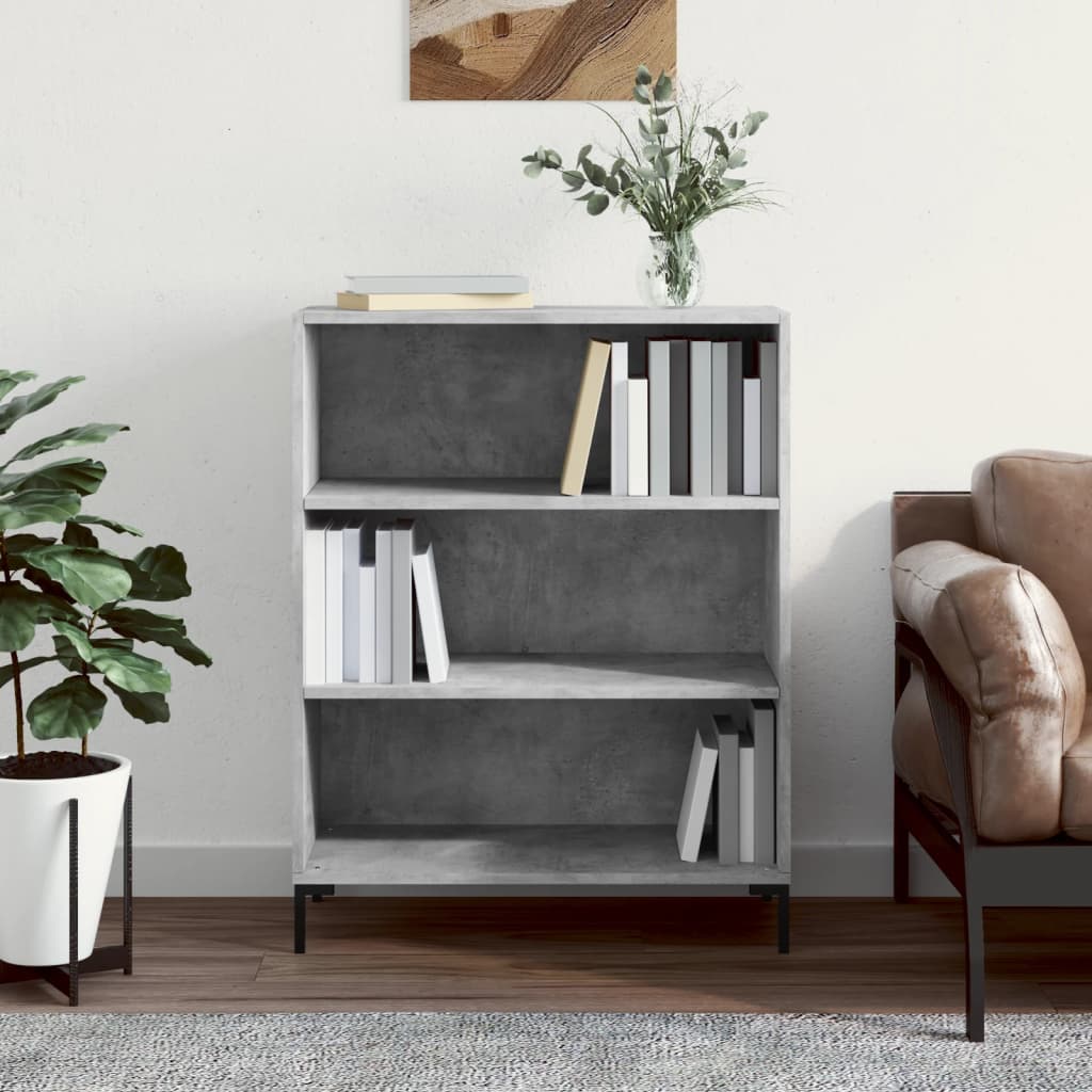 Bibliothèque gris béton 69,5x32,5x90 cm bois d'ingénierie - XIOS