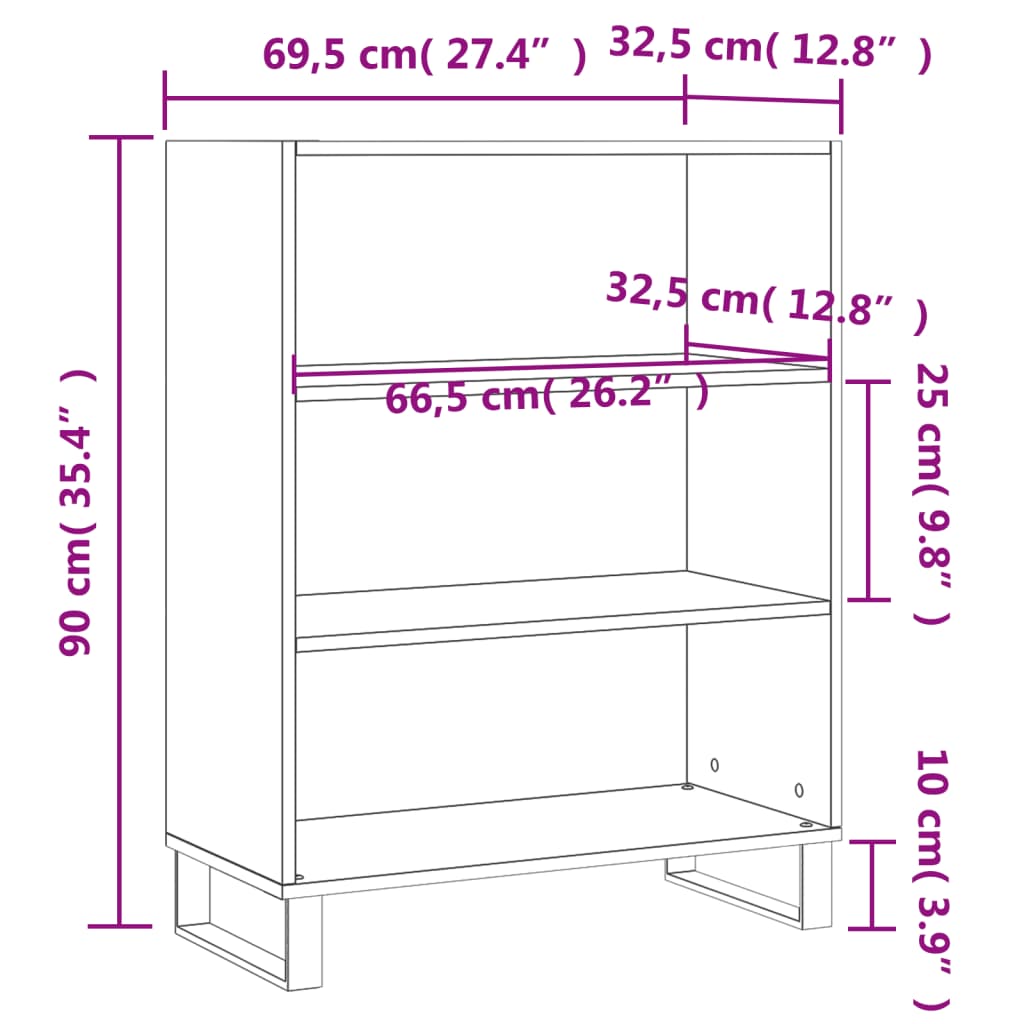 Armoire à étagères blanc brillant 69,5x32,5x90 cm - XIOS