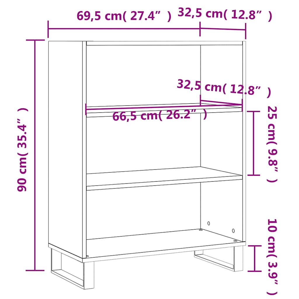 Armoire à étagères sonoma gris 69,5x32,5x90cm bois d'ingénierie - XIOS