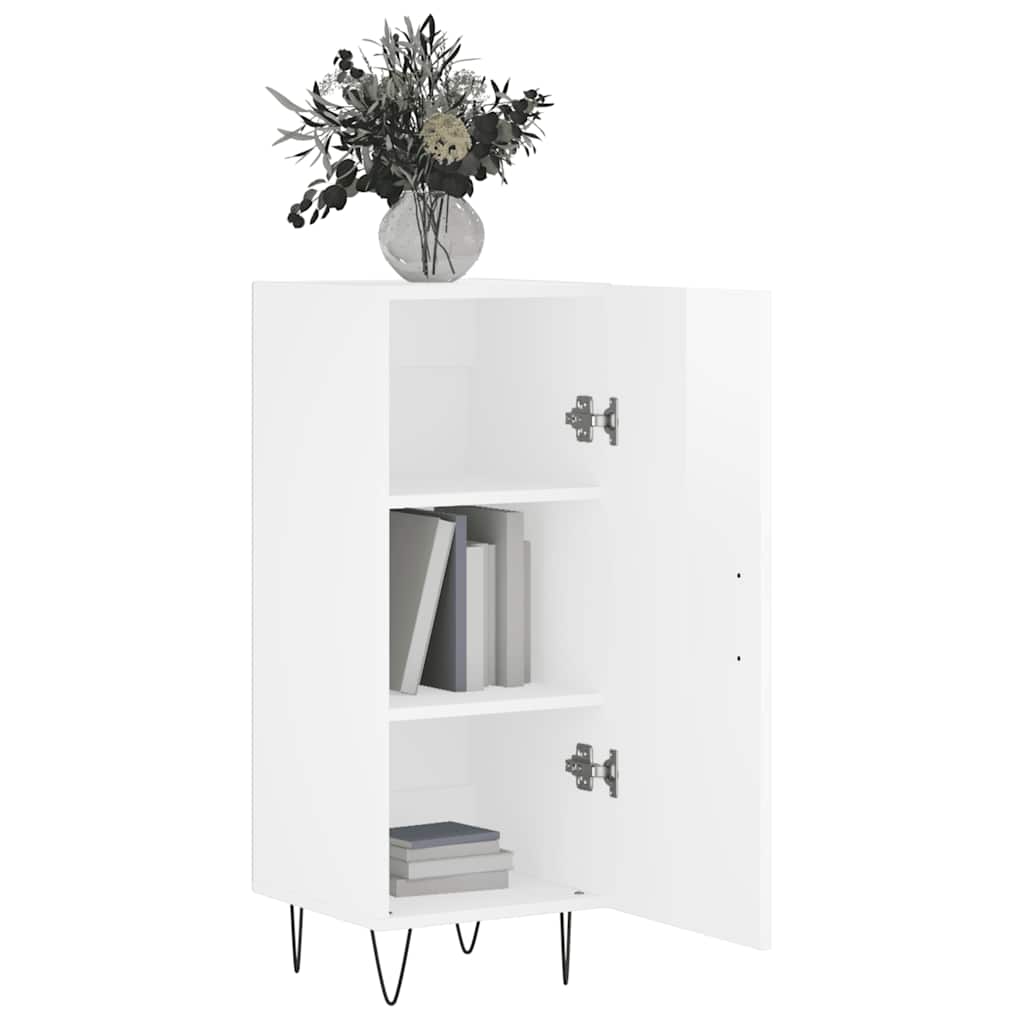 Buffet Blanc brillant 34,5x34x90 cm Bois d'ingénierie - XIOS