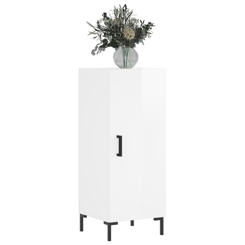 Buffet Blanc brillant 34,5x34x90 cm Bois d'ingénierie - XIOS