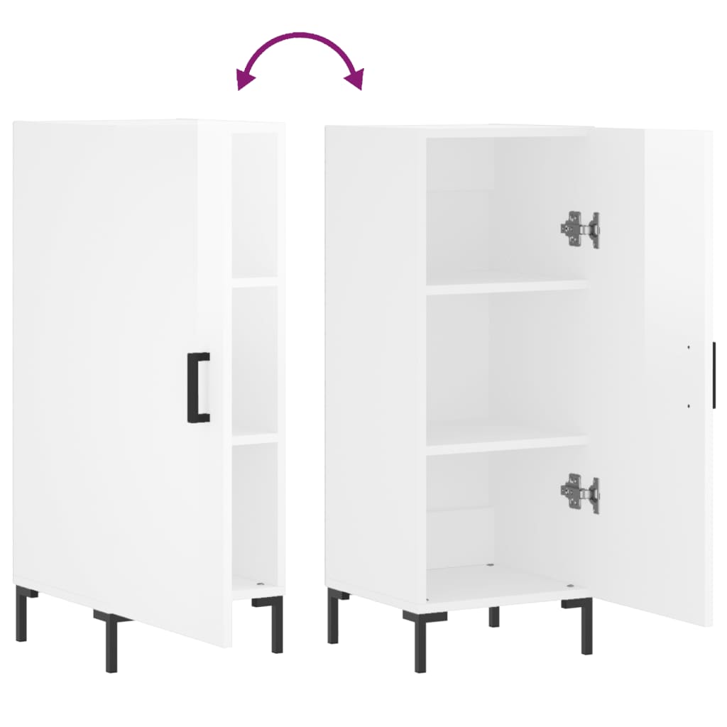 Buffet Blanc brillant 34,5x34x90 cm Bois d'ingénierie - XIOS