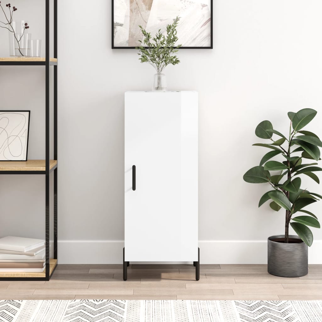 Buffet Blanc brillant 34,5x34x90 cm Bois d'ingénierie - XIOS