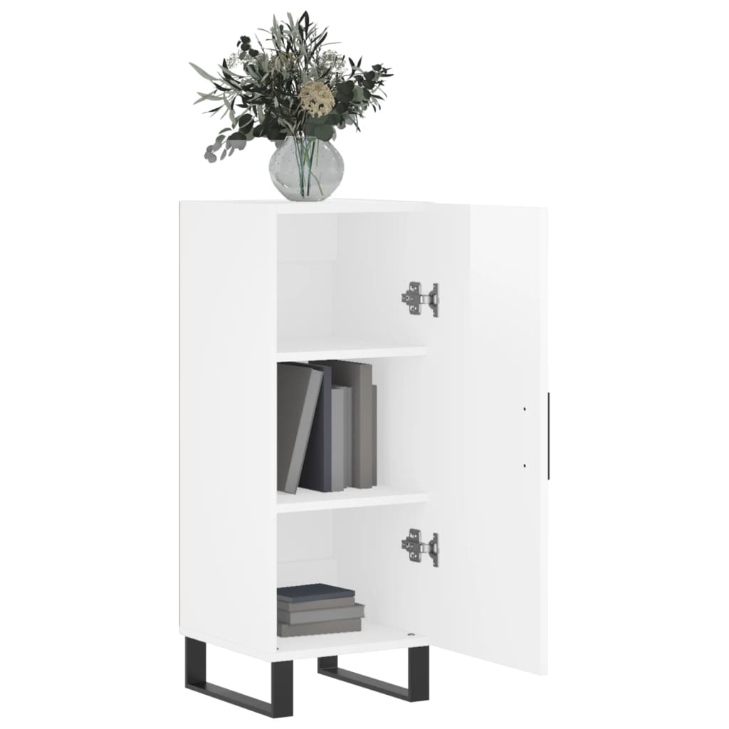 Buffet Blanc brillant 34,5x34x90 cm Bois d'ingénierie - XIOS