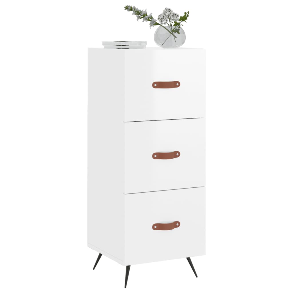 Buffet Blanc brillant 34,5x34x90 cm Bois d'ingénierie - XIOS