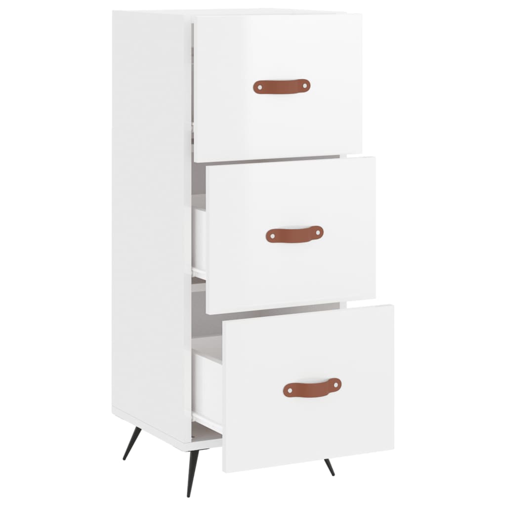 Buffet Blanc brillant 34,5x34x90 cm Bois d'ingénierie - XIOS