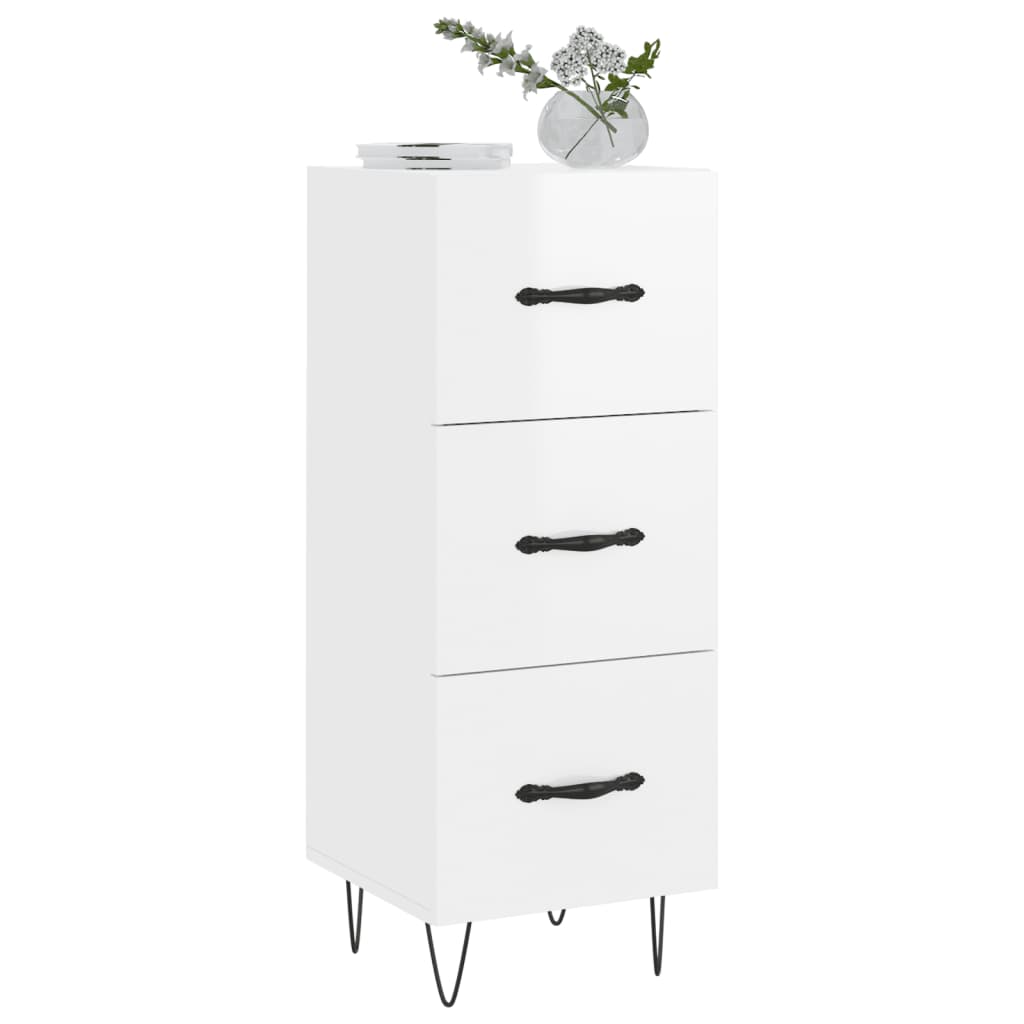 Buffet Blanc brillant 34,5x34x90 cm Bois d'ingénierie - XIOS