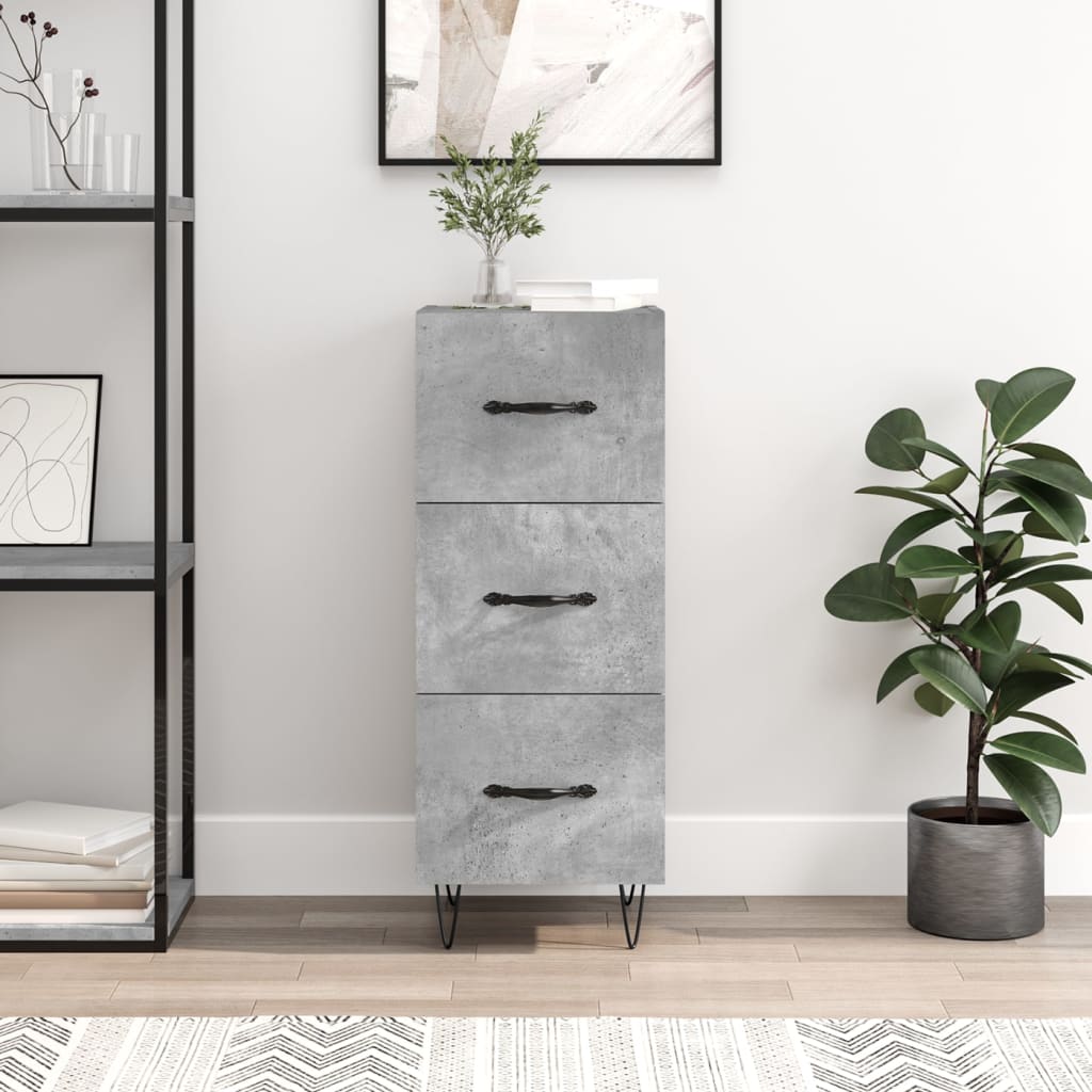 Buffet Gris béton 34,5x34x90 cm Bois d'ingénierie - XIOS