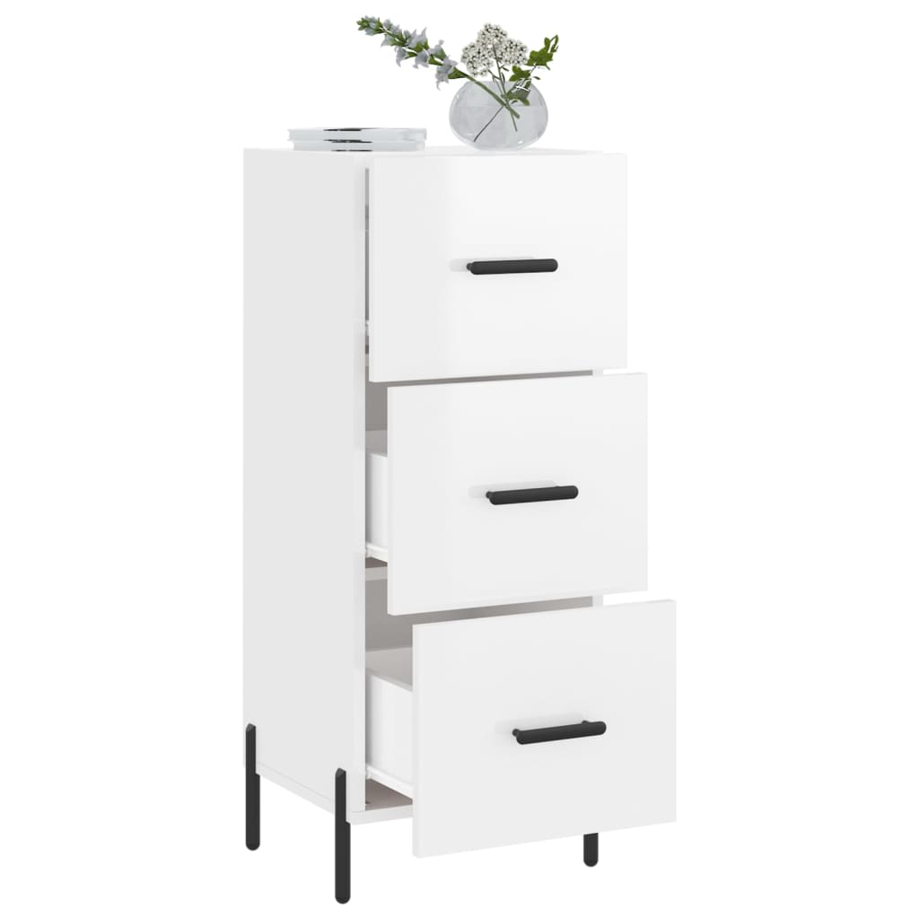 Buffet Blanc brillant 34,5x34x90 cm Bois d'ingénierie - XIOS