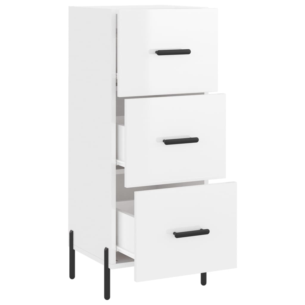 Buffet Blanc brillant 34,5x34x90 cm Bois d'ingénierie - XIOS