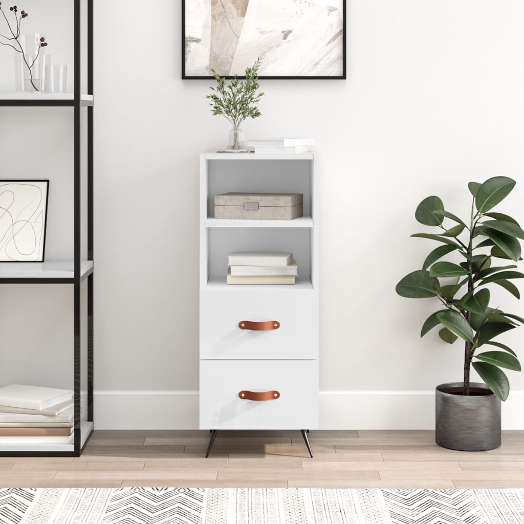 Buffet Blanc brillant 34,5x34x90 cm Bois d'ingénierie - XIOS
