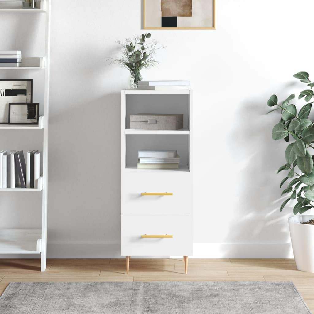 Buffet Blanc brillant 34,5x34x90 cm Bois d'ingénierie - XIOS