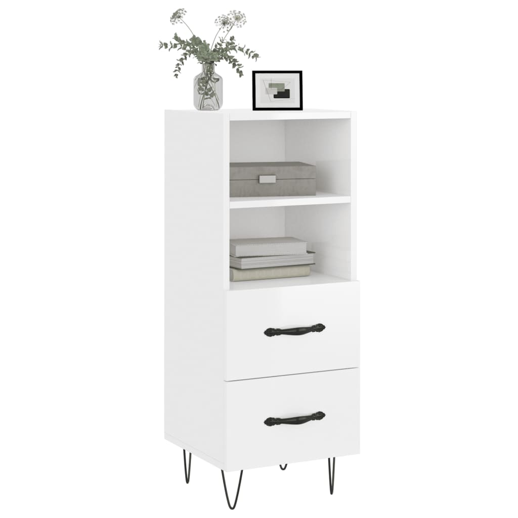 Buffet Blanc brillant 34,5x34x90 cm Bois d'ingénierie - XIOS