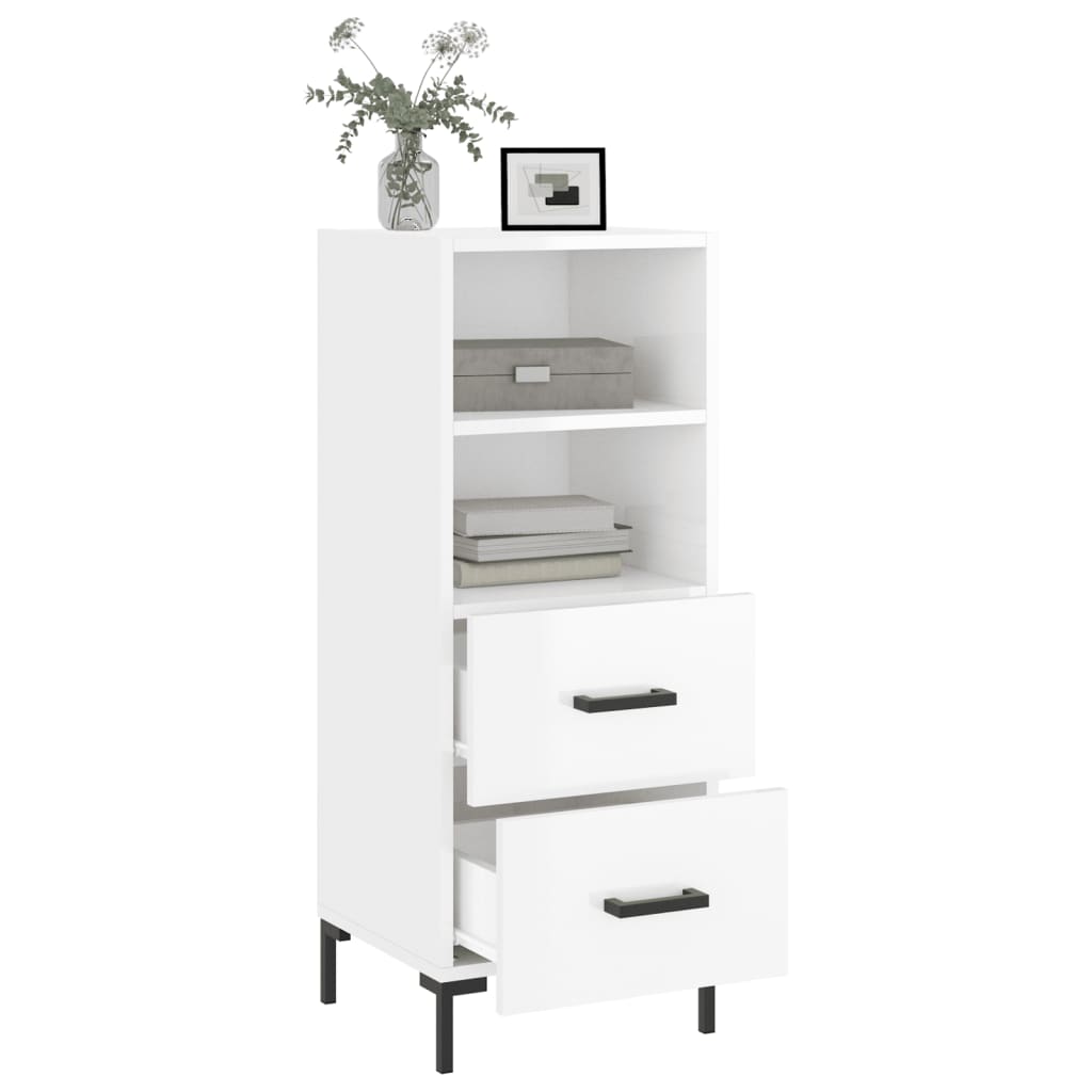 Buffet Blanc brillant 34,5x34x90 cm Bois d'ingénierie - XIOS