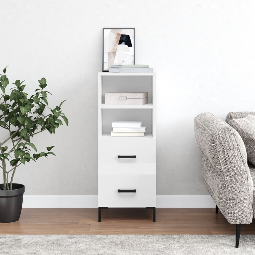 Buffet Blanc brillant 34,5x34x90 cm Bois d'ingénierie - XIOS