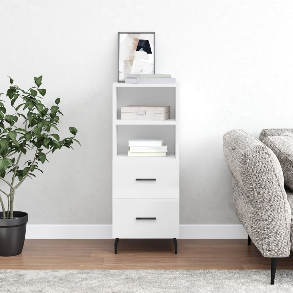 Buffet Blanc brillant 34,5x34x90 cm Bois d'ingénierie - XIOS