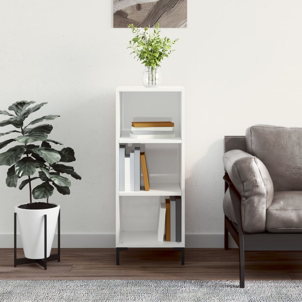 Buffet blanc brillant 34,5x32,5x90 cm bois d'ingénierie - XIOS