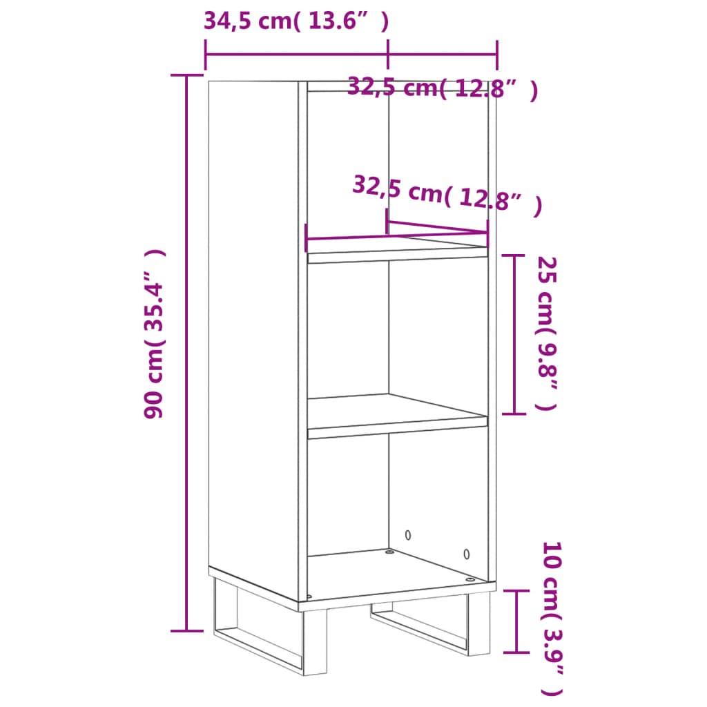 Buffet gris béton 34,5x32,5x90 cm bois d'ingénierie - XIOS